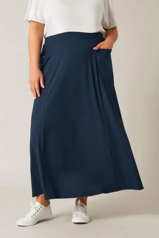 EVANS Curve Navy Blue Maxi Skirt