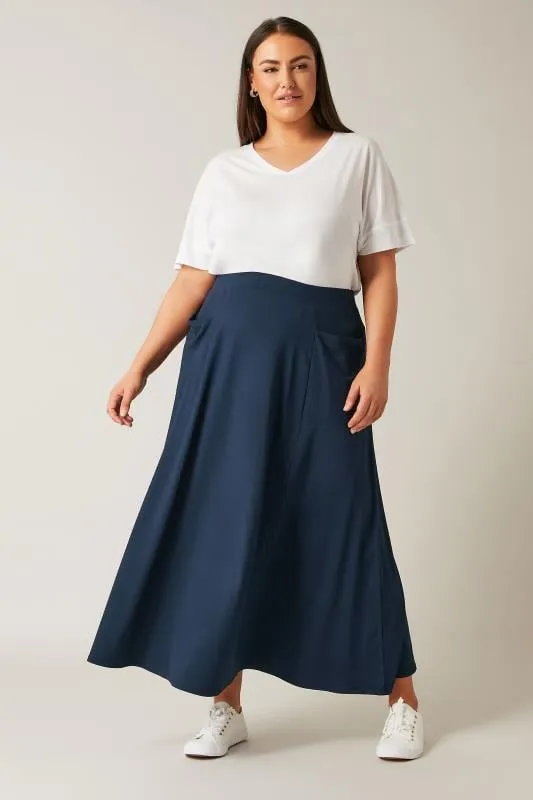 EVANS Curve Navy Blue Maxi Skirt