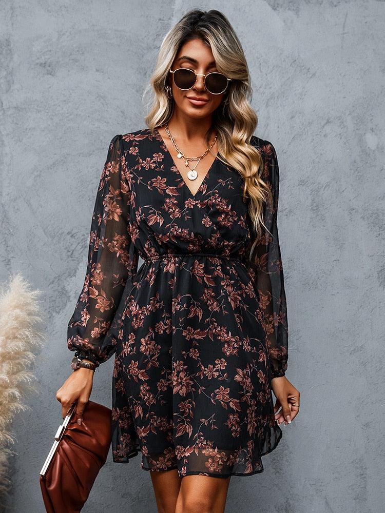 Floral Chiffon Mini Dress