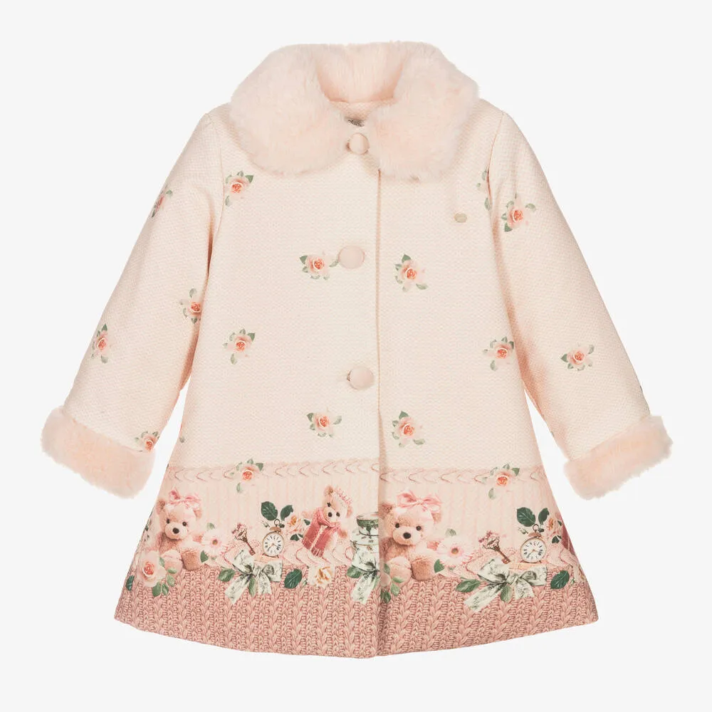 Girls Pink Roses & Bears Coat