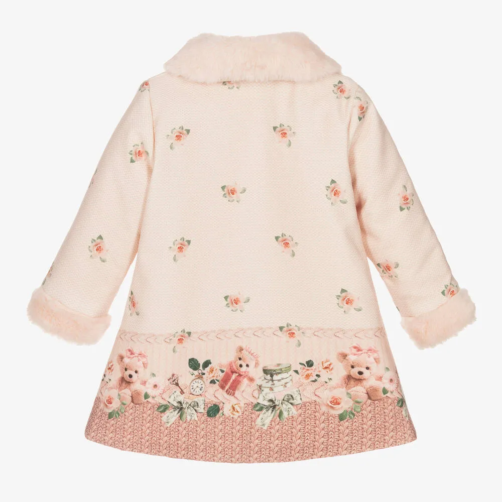 Girls Pink Roses & Bears Coat