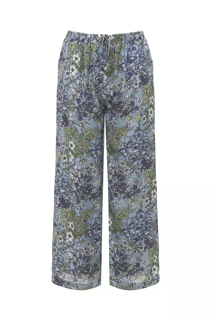 Gold Hawk baby blue tropical wide leg flowy silk pant