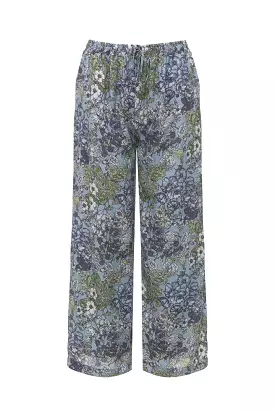 Gold Hawk baby blue tropical wide leg flowy silk pant