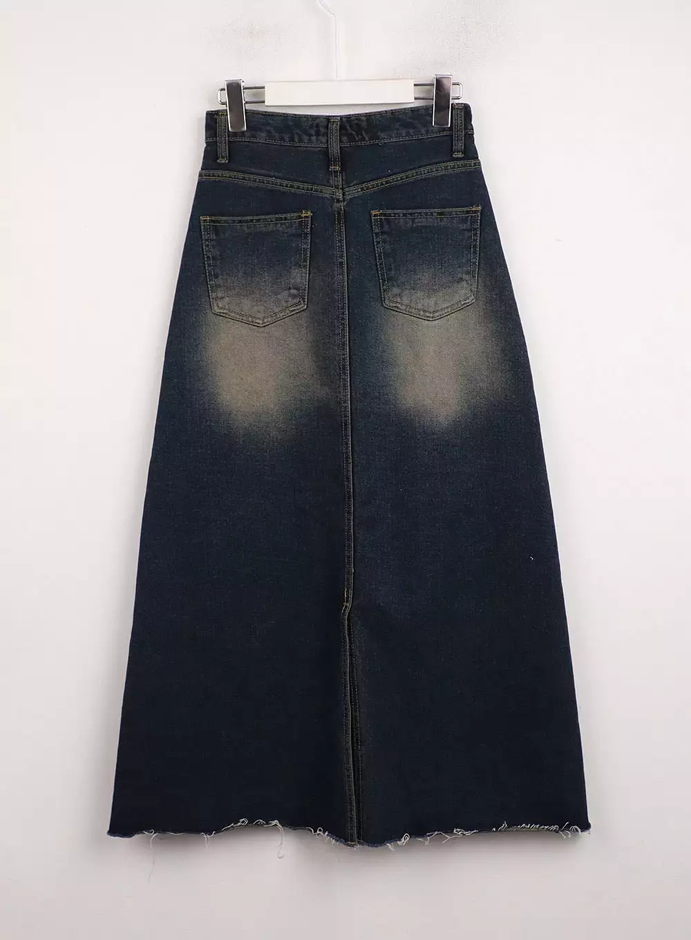 Grunge A-Line Denim Maxi Skirt IJ410