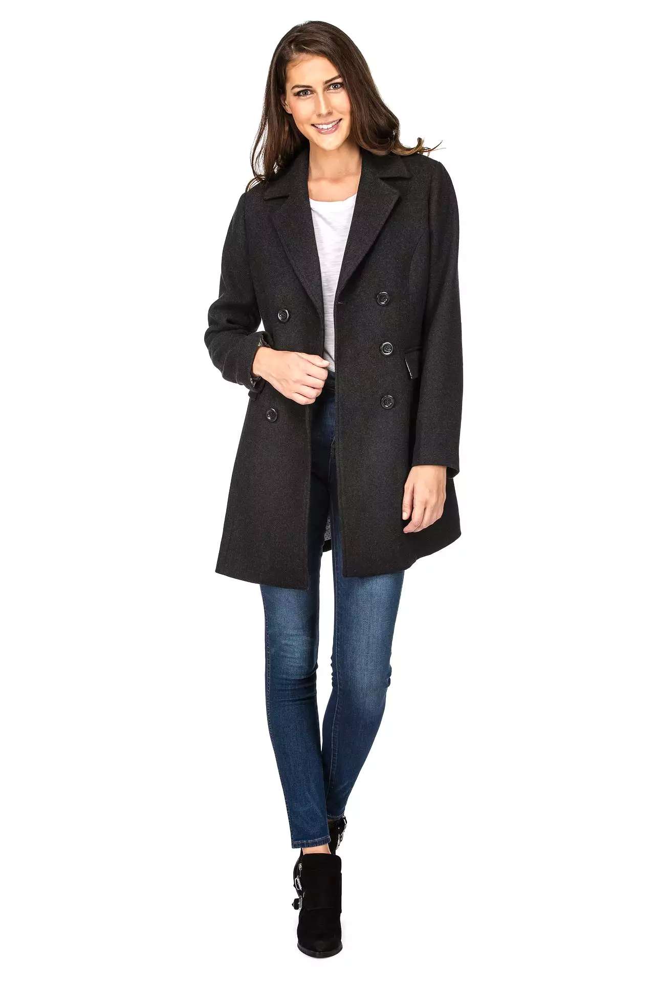 Haute Edition Women's Double Breasted Wool Blend Peacoat