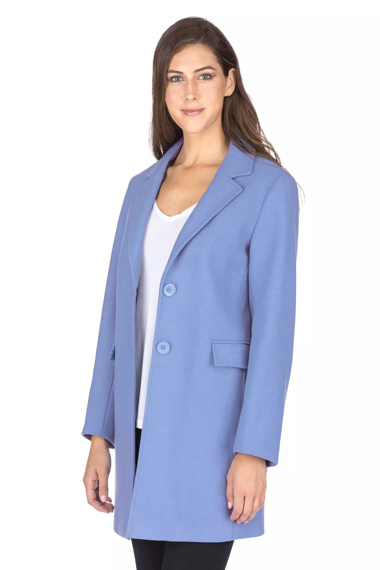 Haute Edition Women's Wool Blend Single Lapel Blazer Peacoat With Pockets