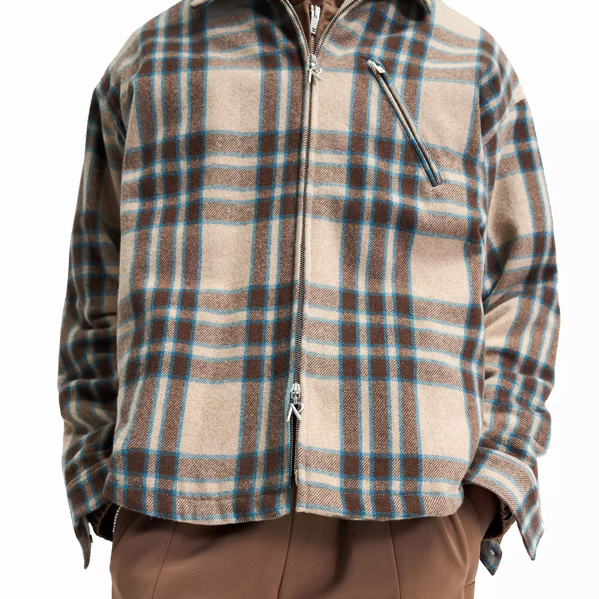 HEAVY ZIP OVERSHIRT 'BROWN CHECK'