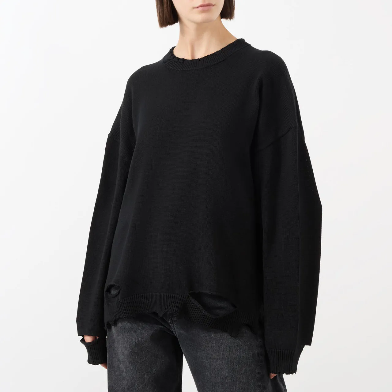 HELMUT LANG Distressed Sweater - Black