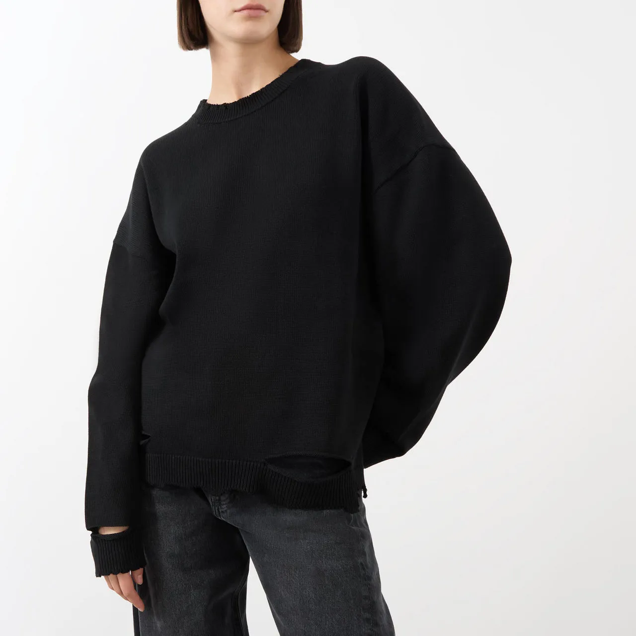 HELMUT LANG Distressed Sweater - Black