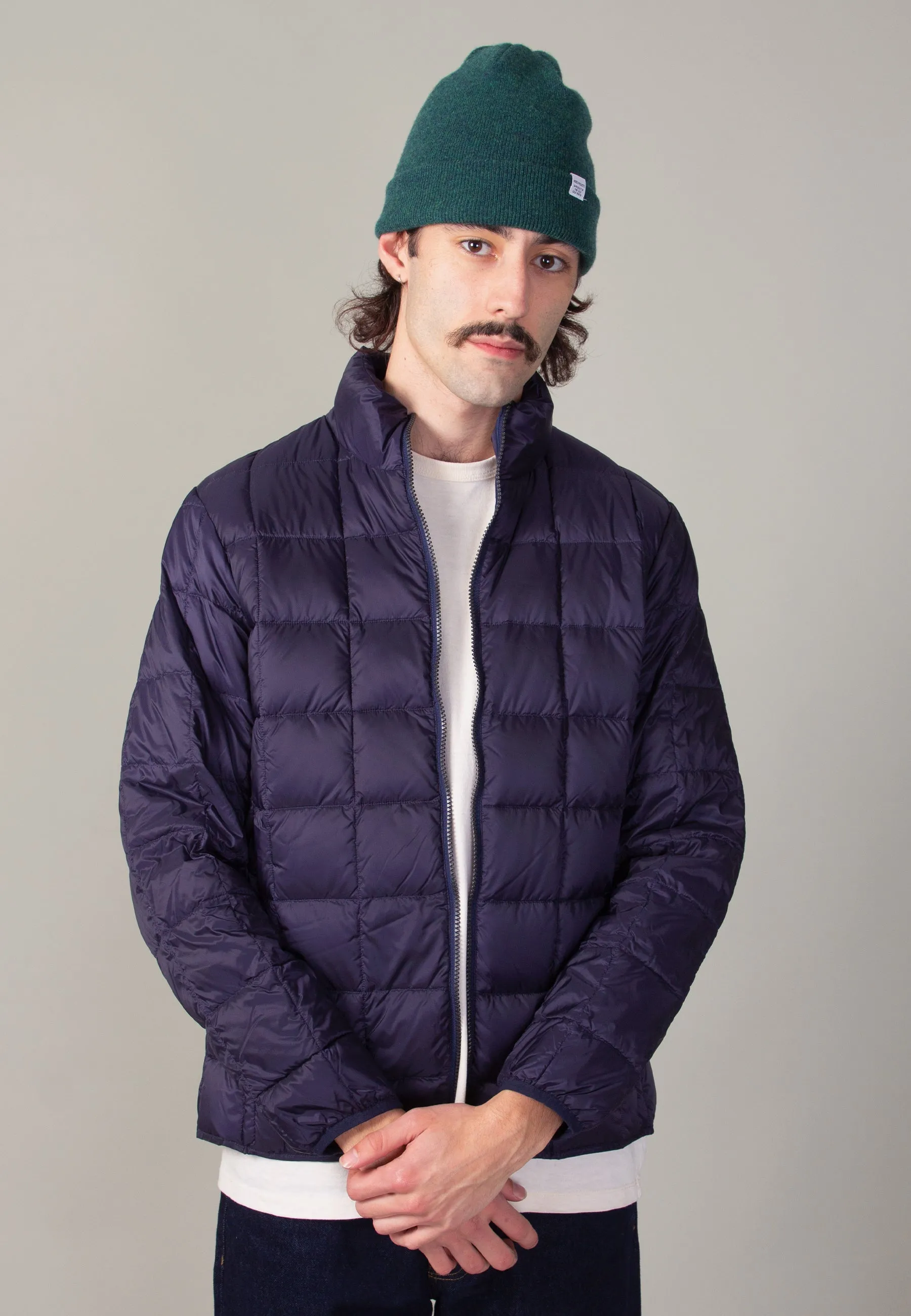 Hi Neck Zip Down Jacket - navy