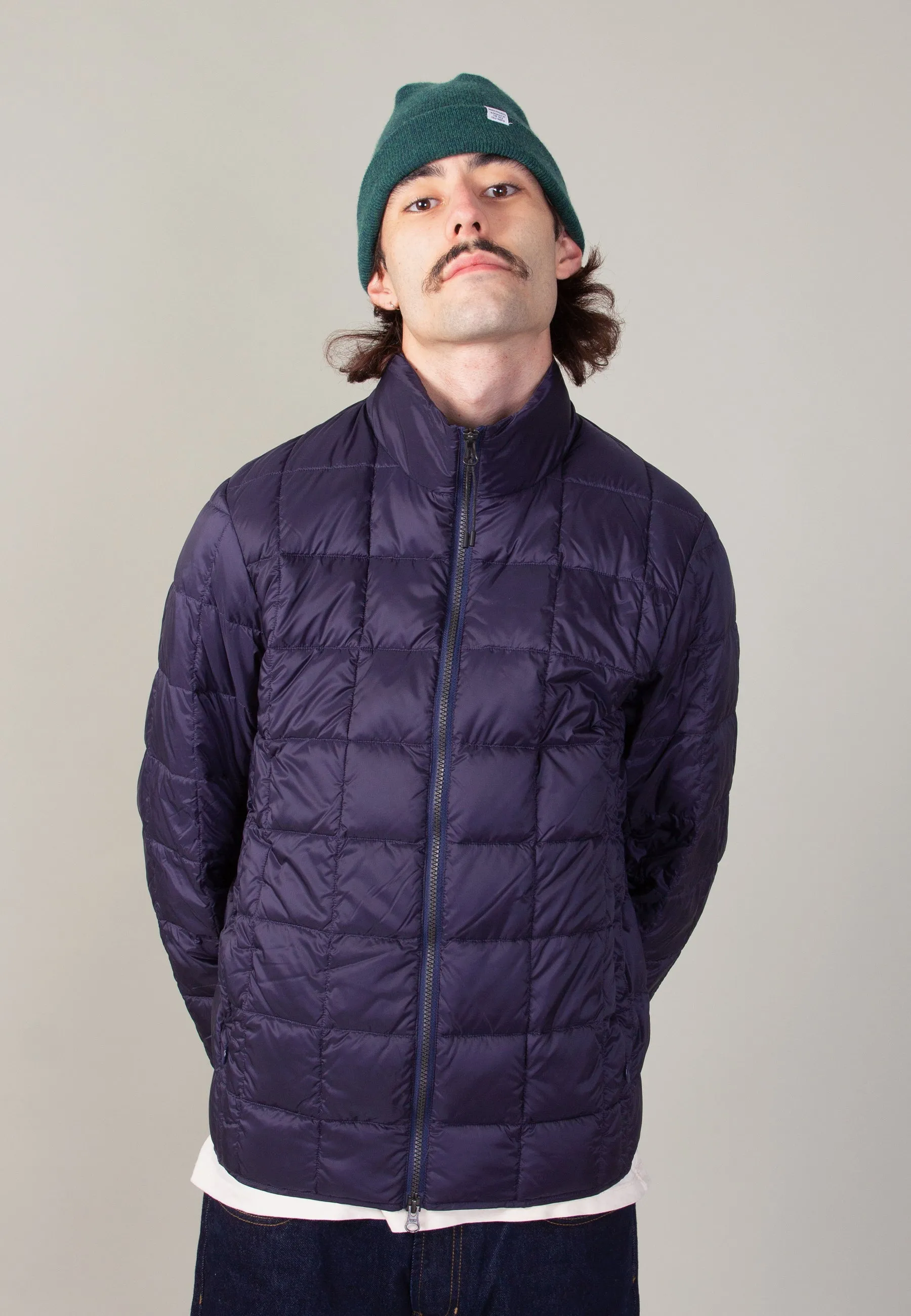 Hi Neck Zip Down Jacket - navy