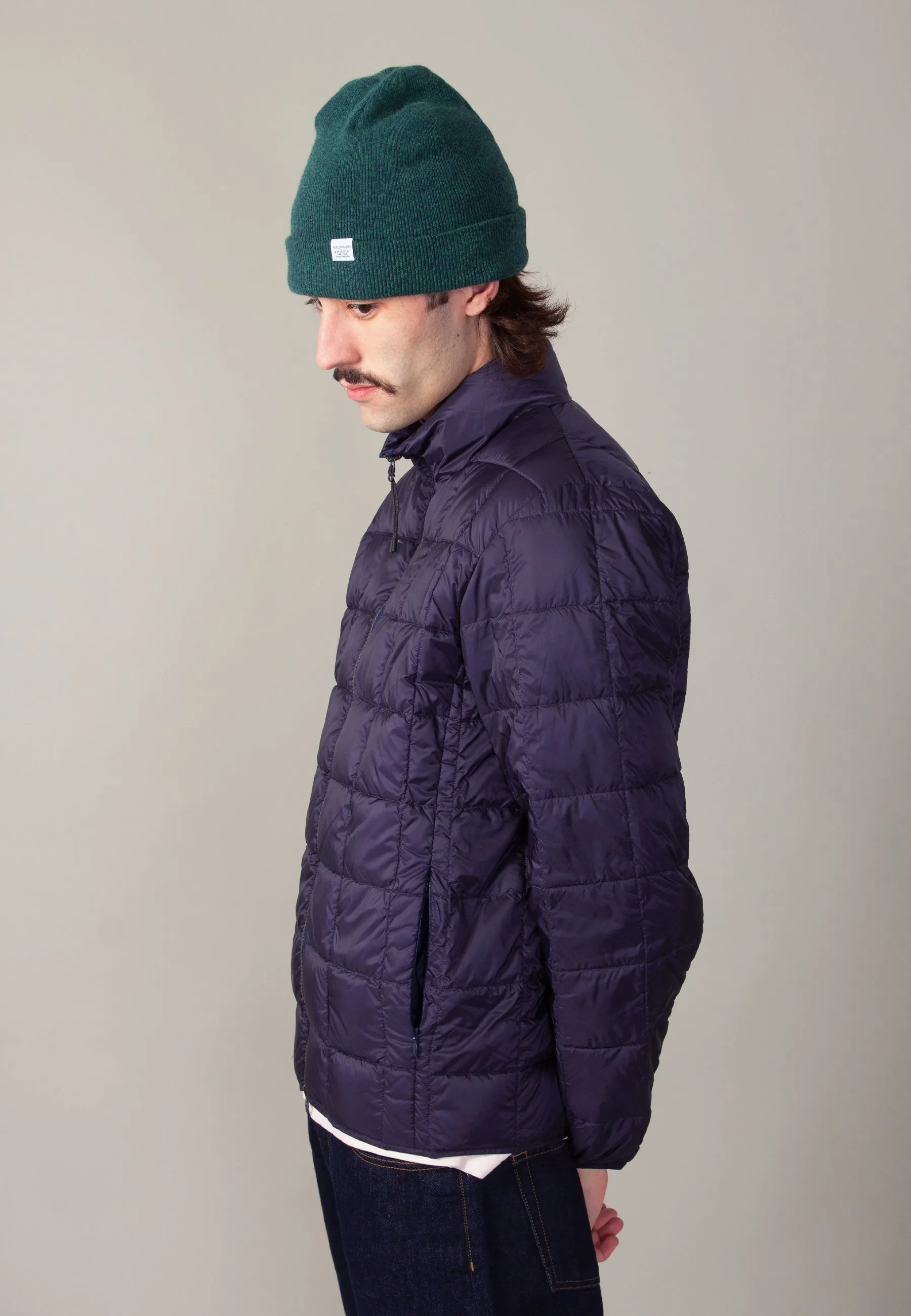 Hi Neck Zip Down Jacket - navy