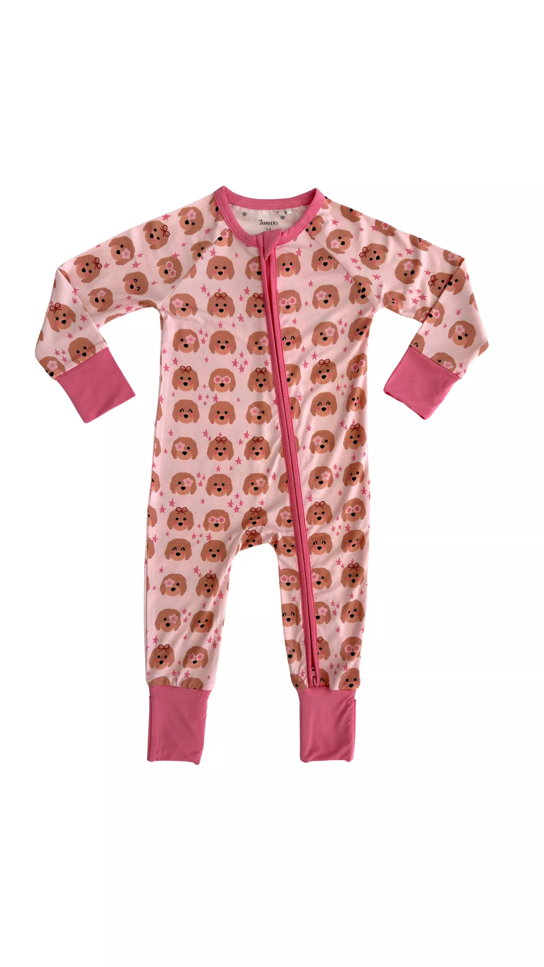 In My Jammers Pink Goldendoodle Zipper Romper