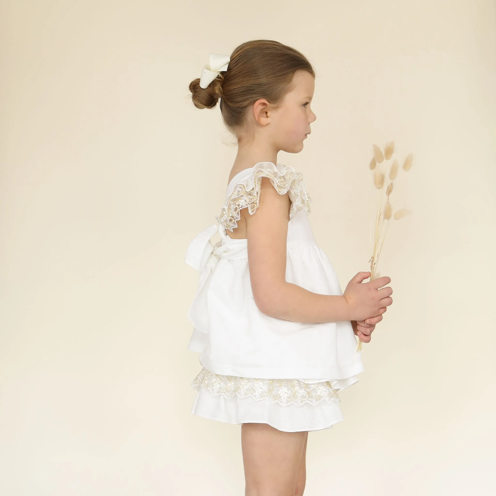 Ivory Linen Top & Bloomer Set (6M - 8Y)