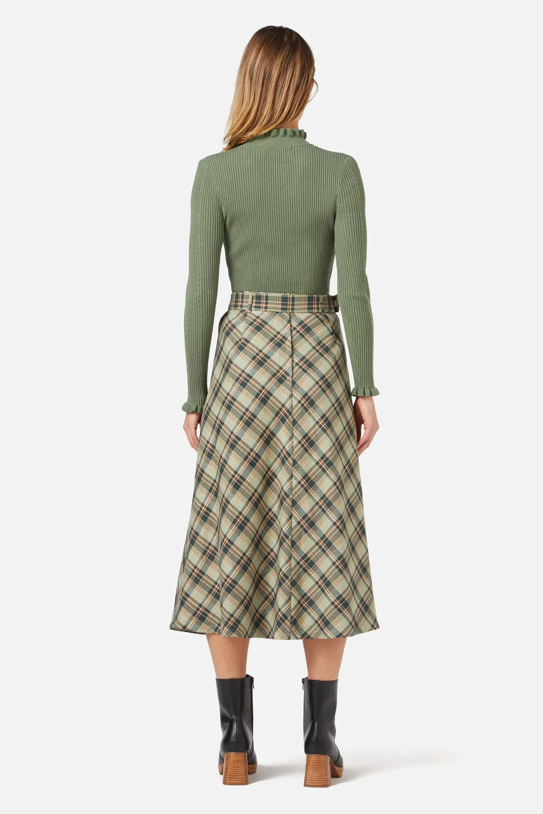 Jeannie Check Midi Skirt