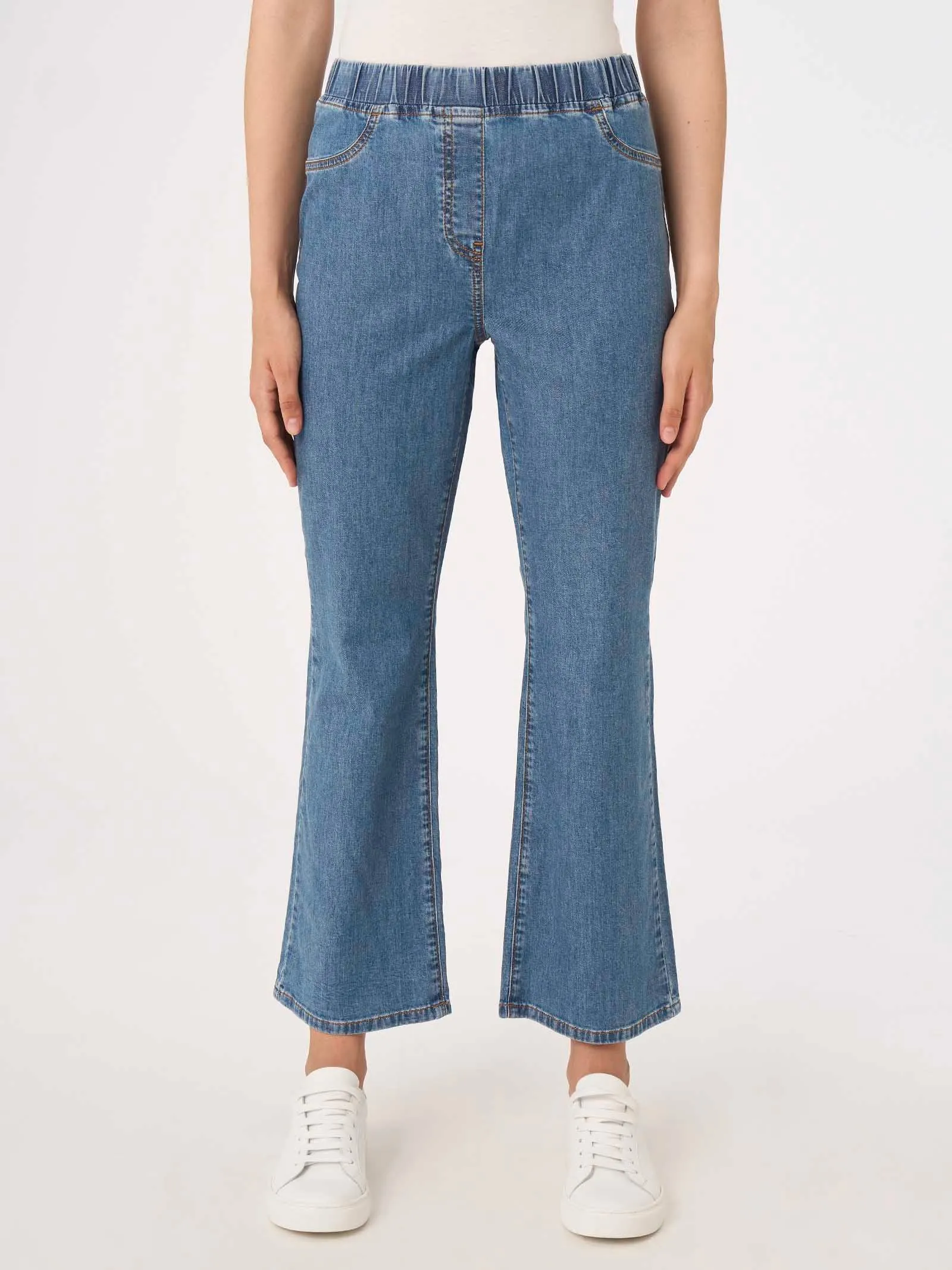 Jeans Flare in Denim Eco Cotton - Delave'