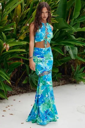 Lani Maxi Skirt - Blue Floral