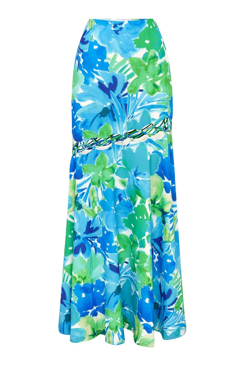 Lani Maxi Skirt - Blue Floral