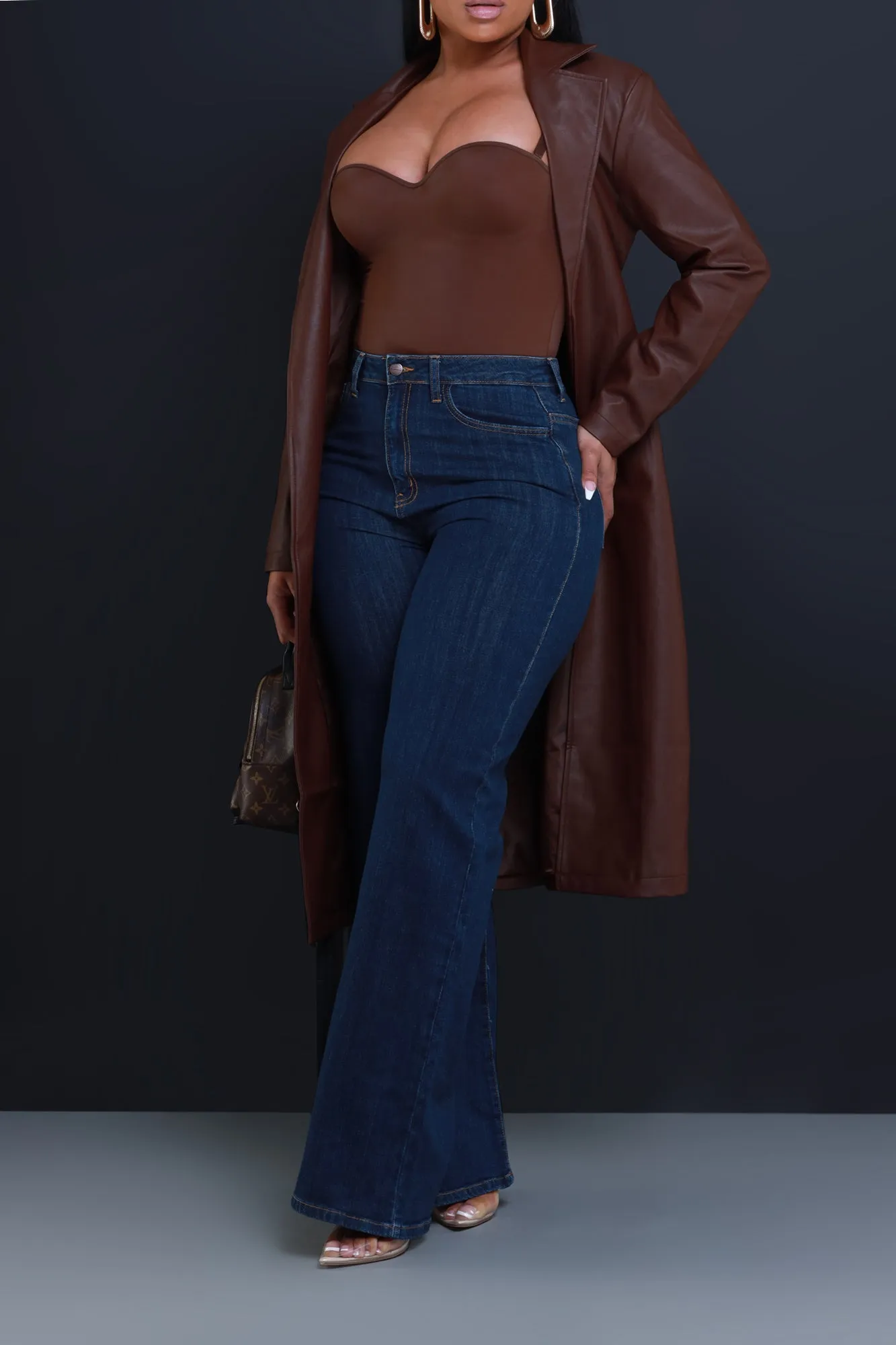 Let's Meet High Rise Wide Flare Jeans - Dark Wash