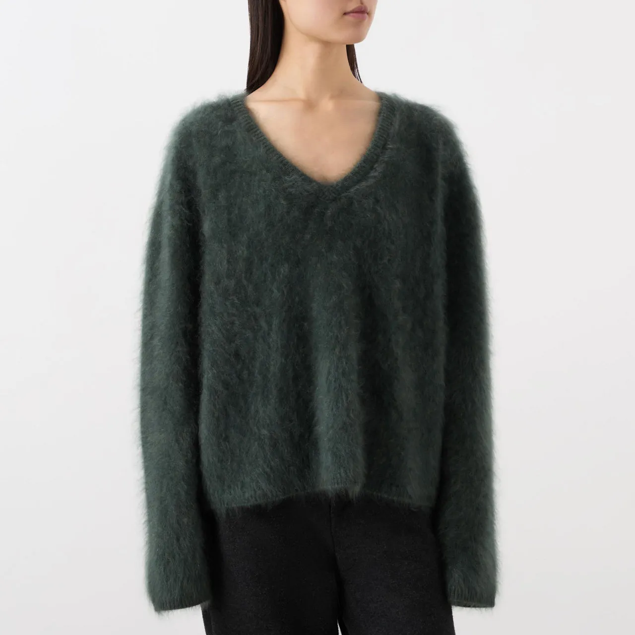 LISA YANG Margareta Brushed Cashmere Sweater - Olive