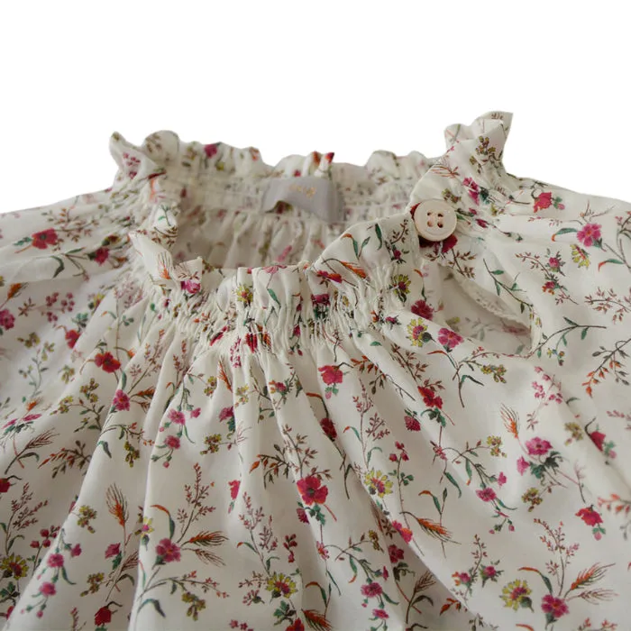 Makié Baby Aria Smocking Blouse Ivory Cream Floral