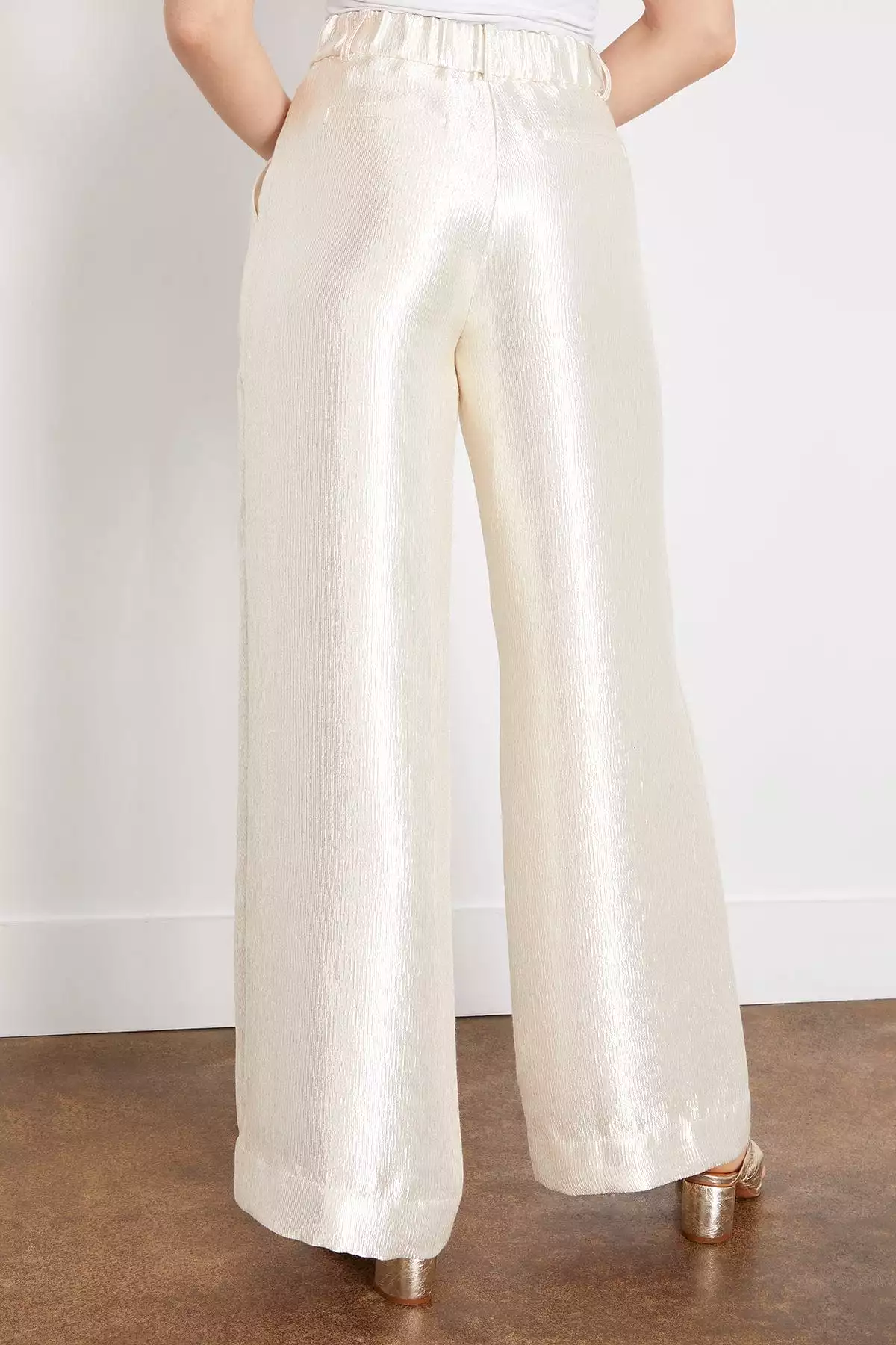 Malcolm Textured Satin Pant in Cream