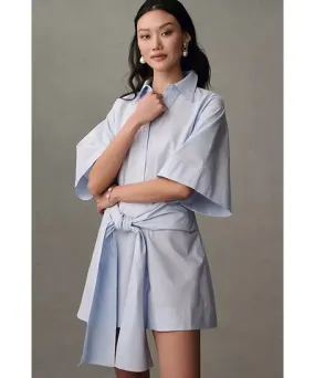 Mare Mare Short-Sleeve Wrap Mini Shirt Dress