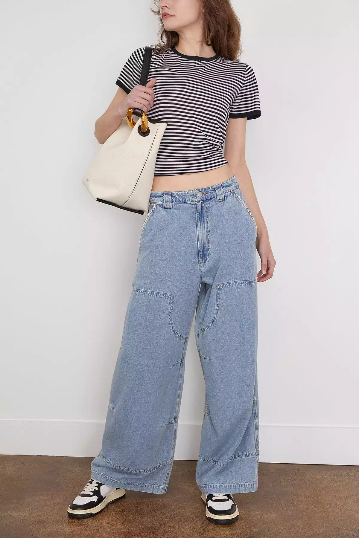 Marion Mended Denim Pant in Blue