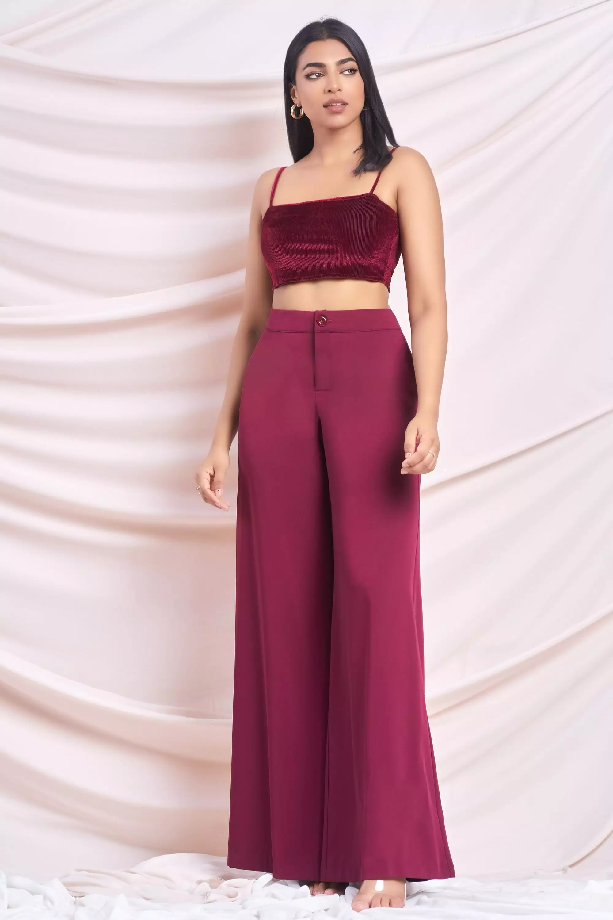 Maroon Wide Leg Pant