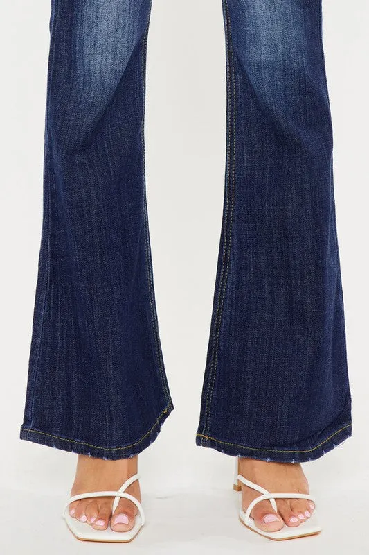 Meet Me In The Middle Dark Wash Denim Mid Rise Flare Jeans (DS) FG KC