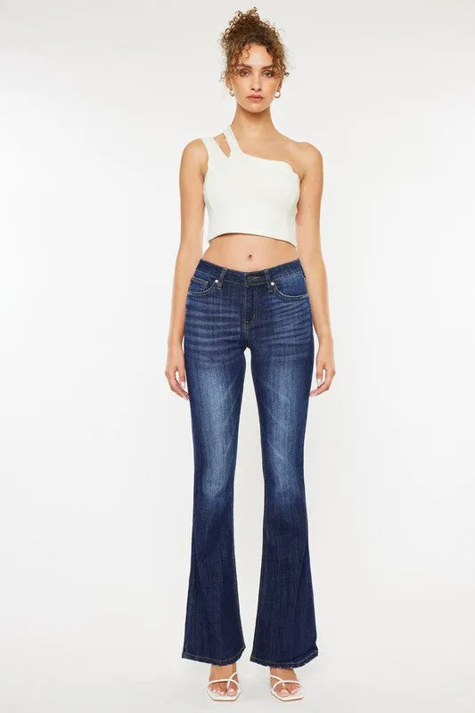 Meet Me In The Middle Dark Wash Denim Mid Rise Flare Jeans (DS) FG KC