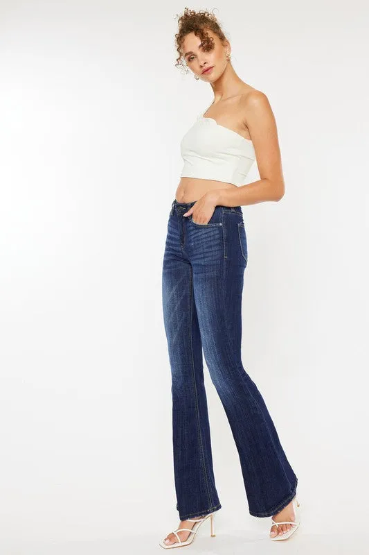 Meet Me In The Middle Dark Wash Denim Mid Rise Flare Jeans (DS) FG KC