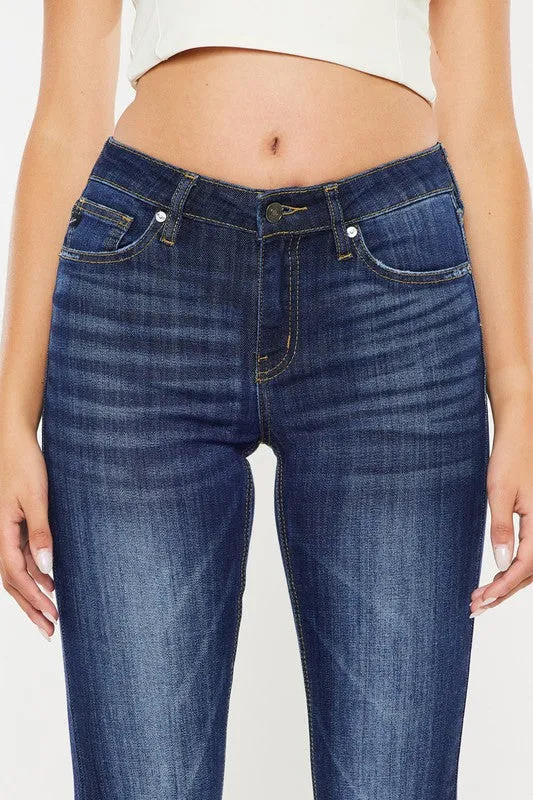 Meet Me In The Middle Dark Wash Denim Mid Rise Flare Jeans (DS) FG KC