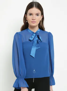 Melanie Pussy Bow Full Sleeve Top