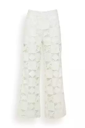 Melia Embroidery Pant in White