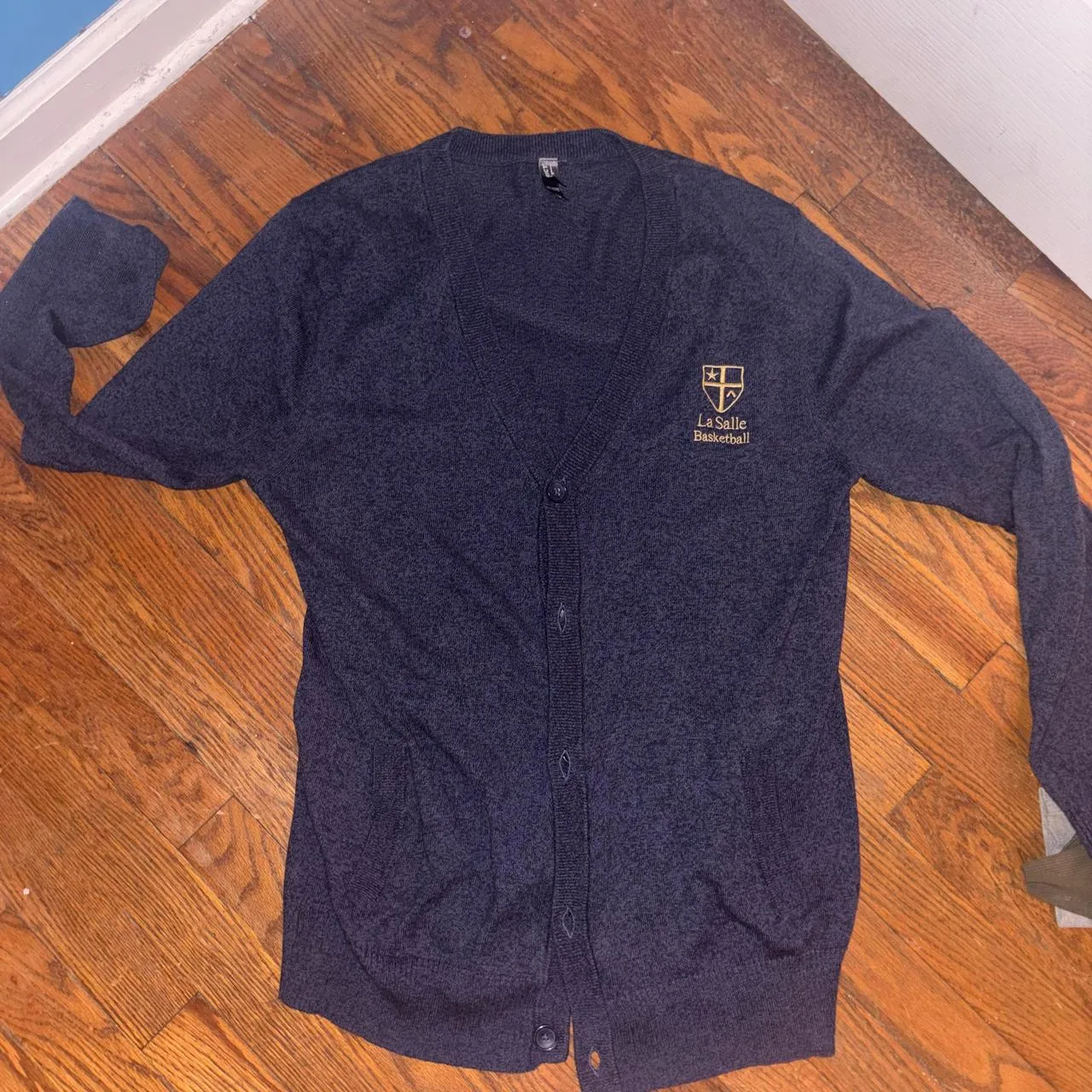 Men's Navy and Cream Cardigan