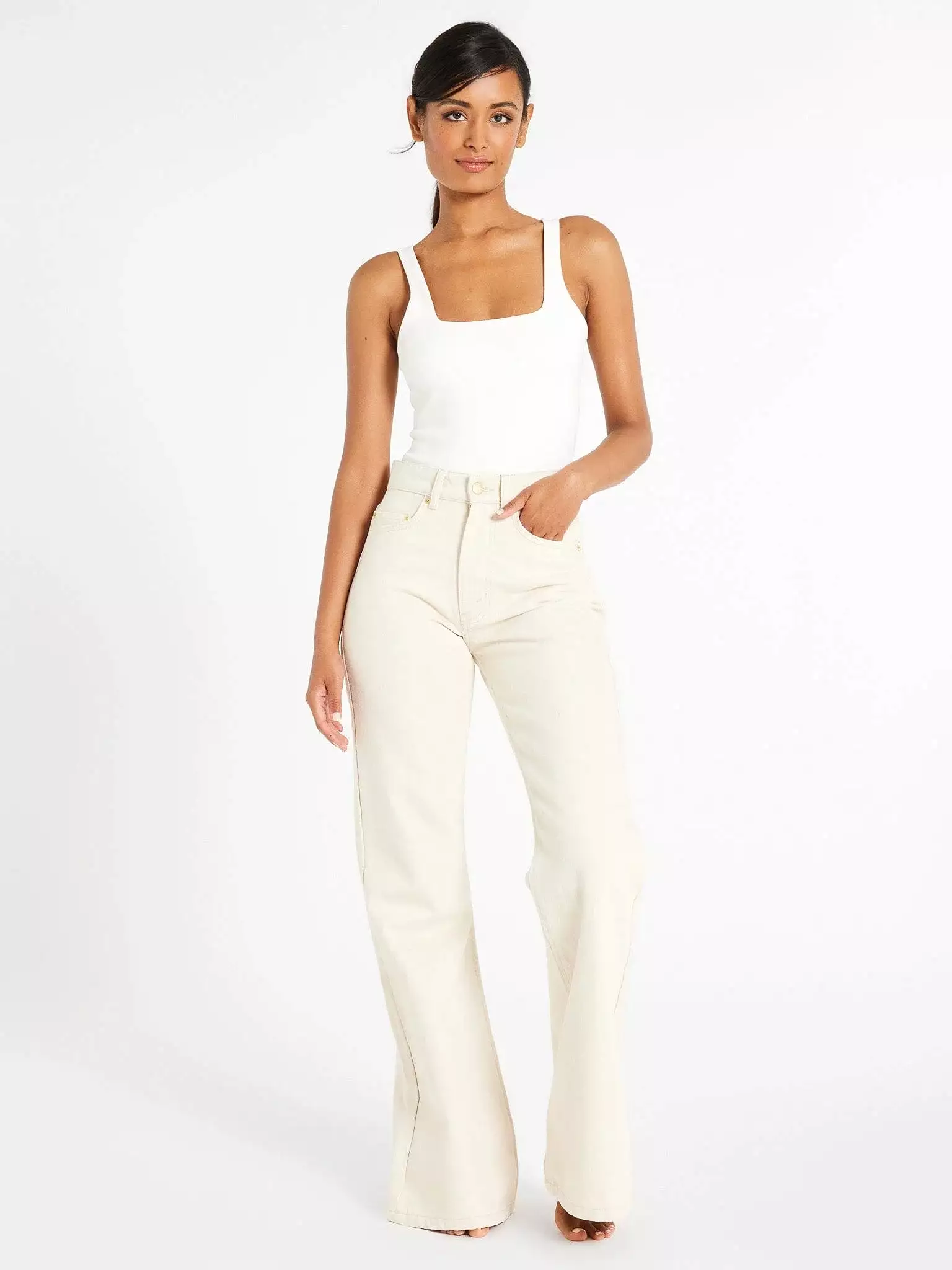 Mille Ashton High Rise Wide Leg Flare Jean in Sand