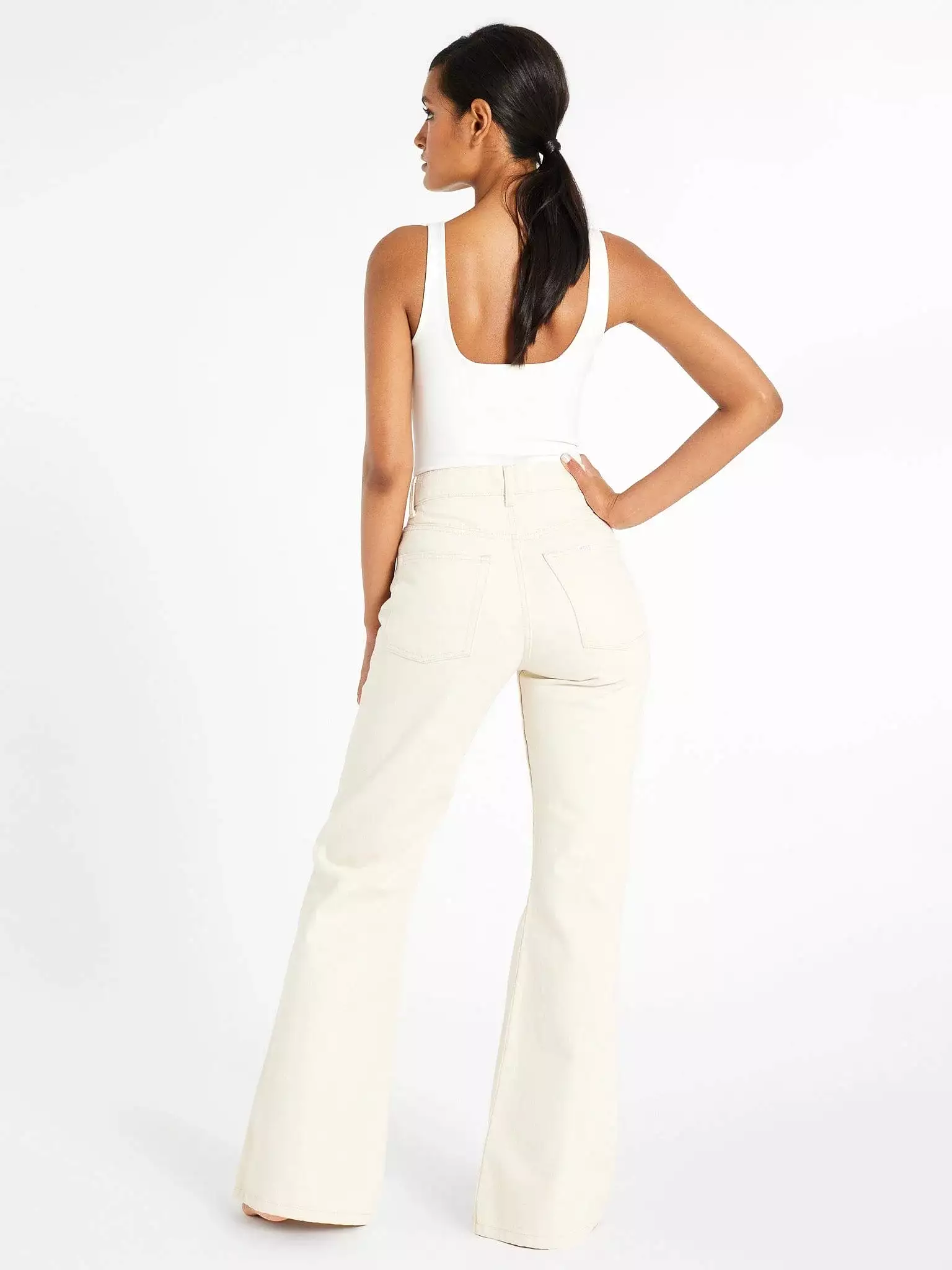 Mille Ashton High Rise Wide Leg Flare Jean in Sand