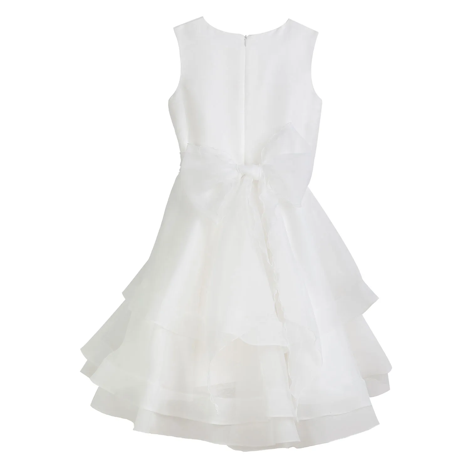 Mimilú Flounced Tulle White Dress With Pink Flowers