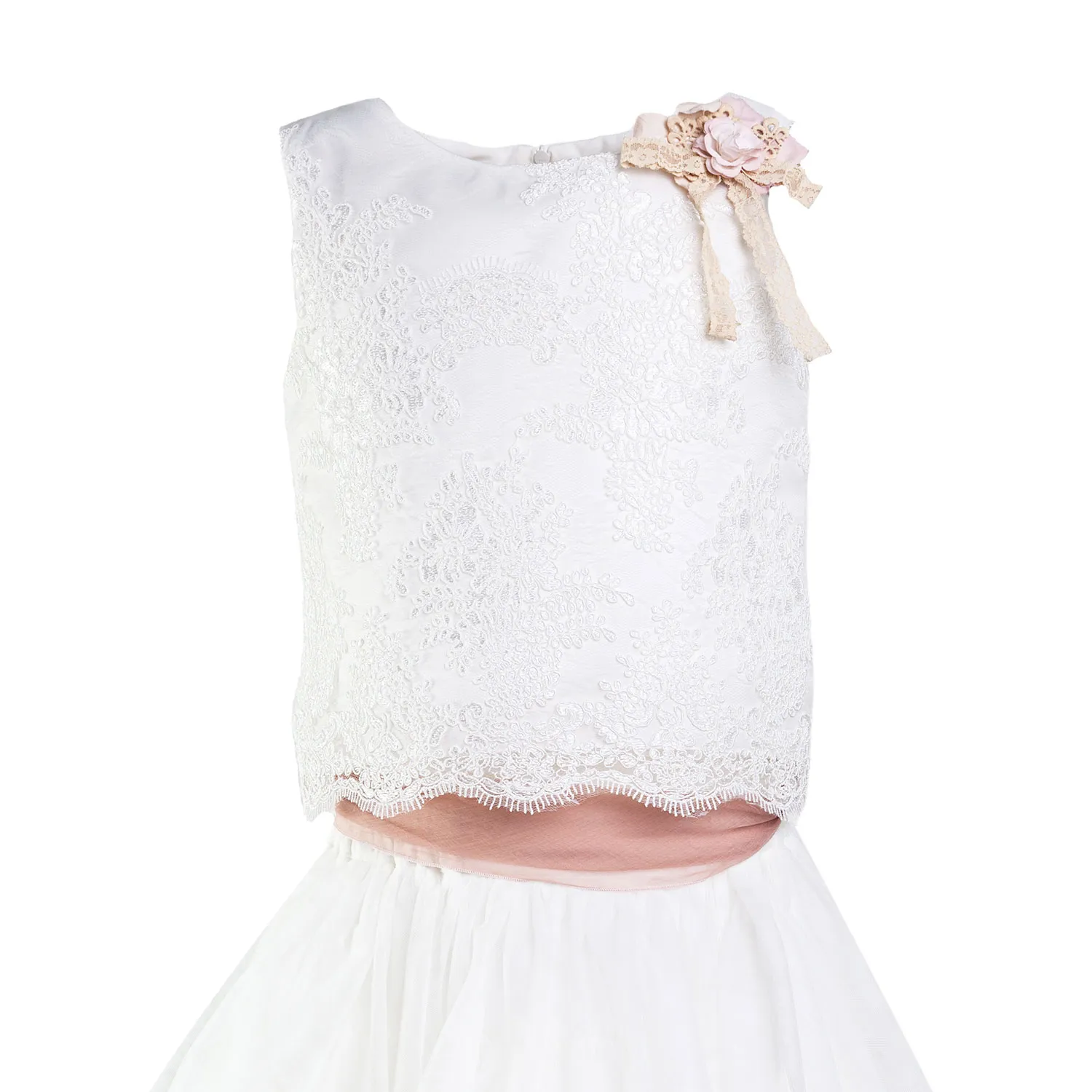 Mimilú Two-Piece Tulle And Lace White Dress