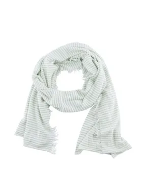 Mini Stripe Linen Blend Scarf Mint Ecru 