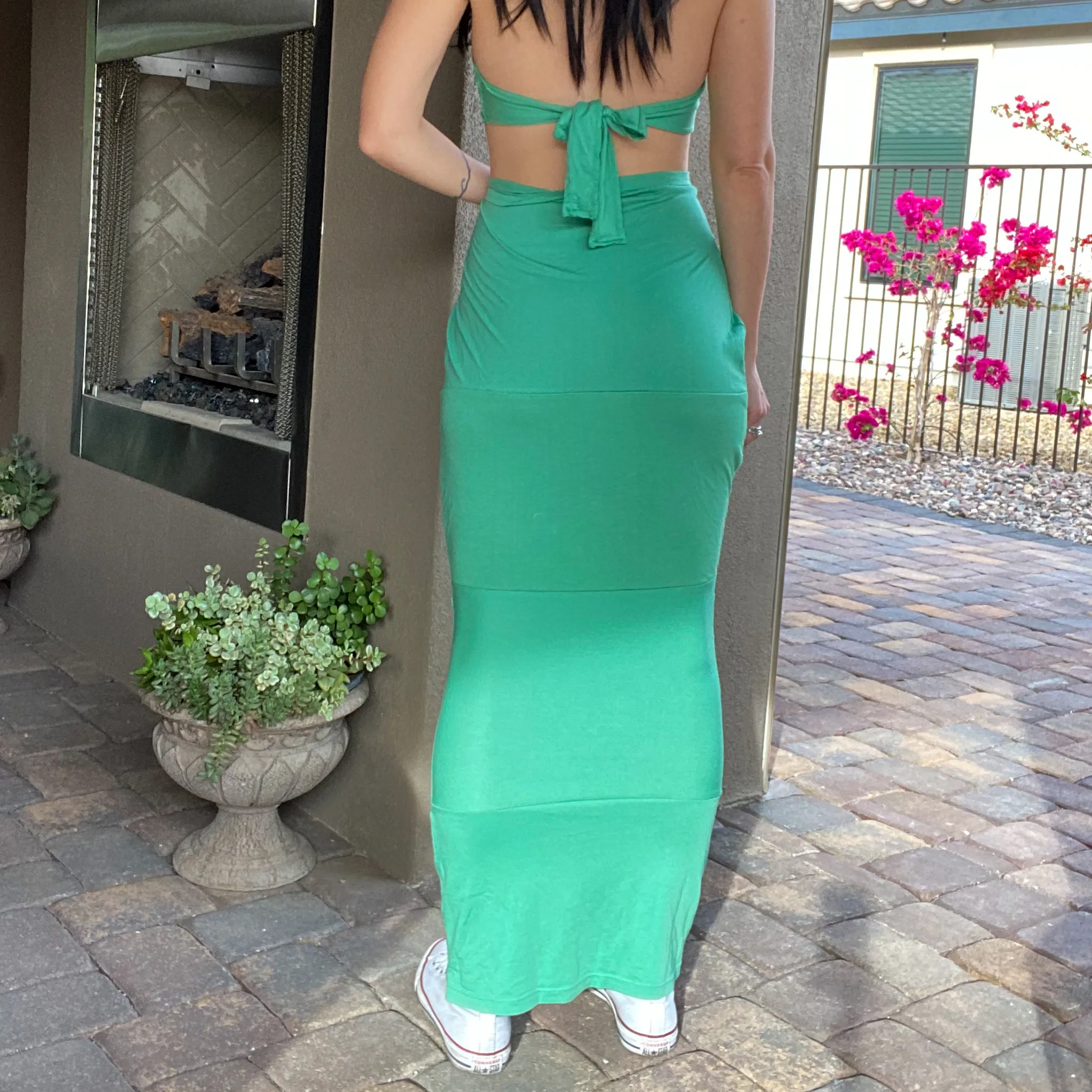 mint green maxi skirt