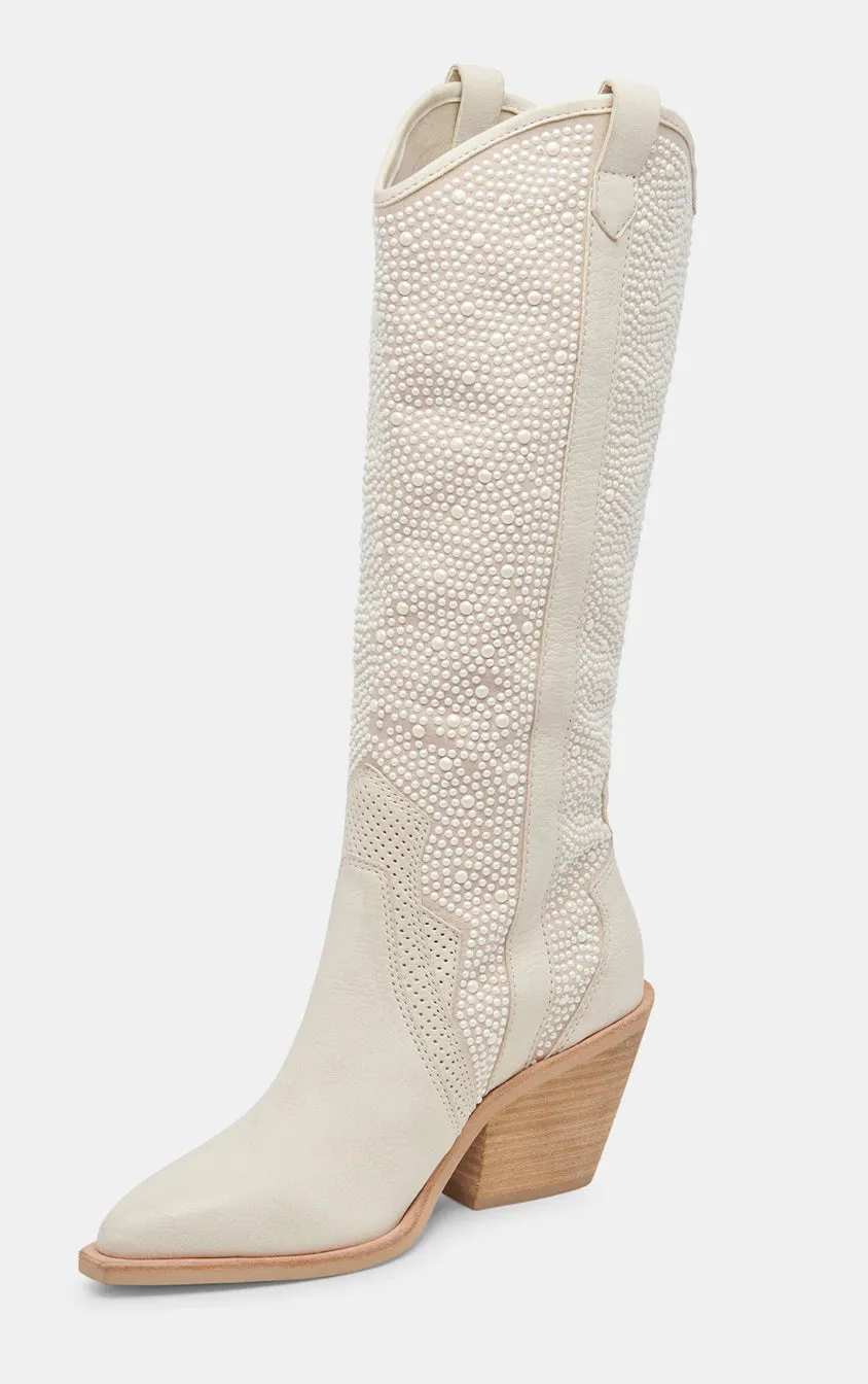 Navene Off White Pearl Boots