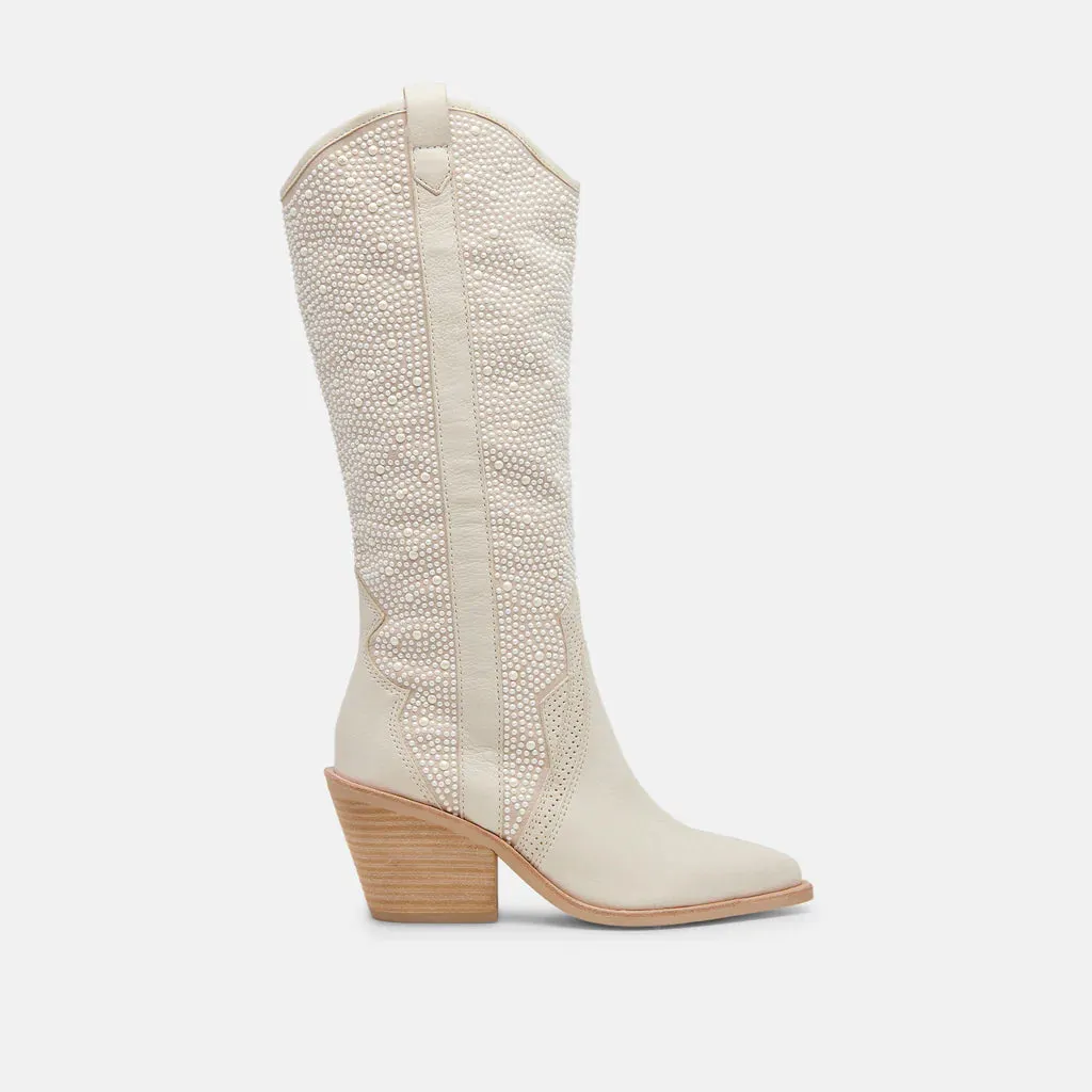 Navene Off White Pearl Boots