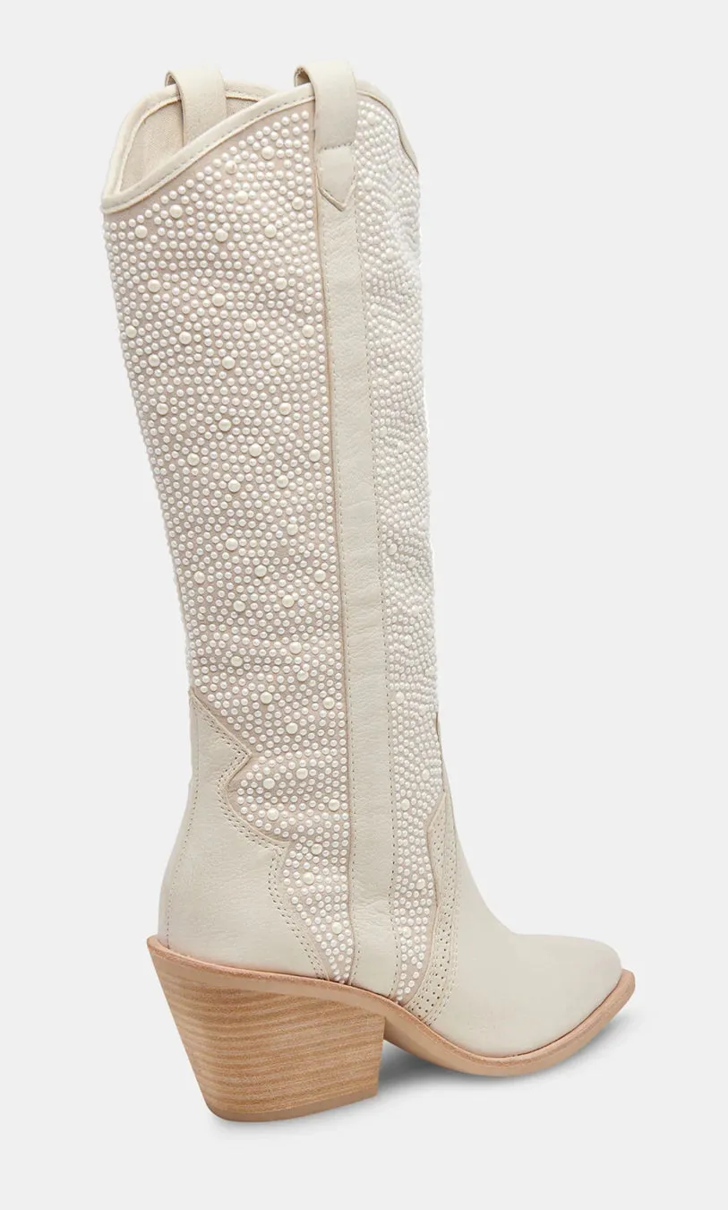 Navene Off White Pearl Boots