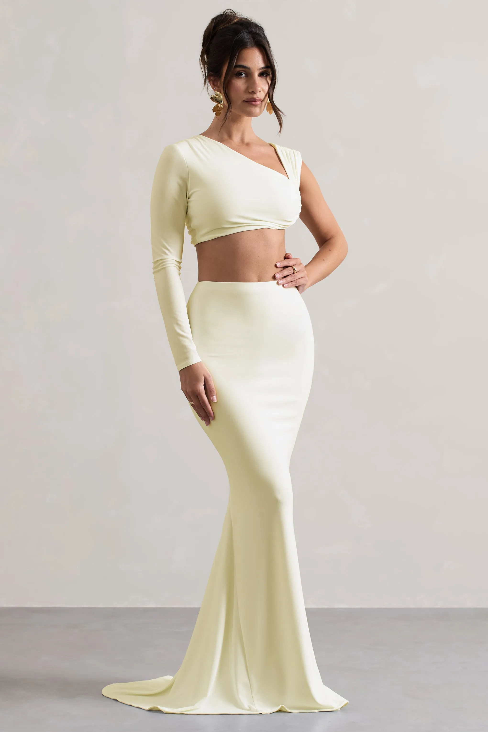 Neomie | Cream Fishtail Maxi Skirt