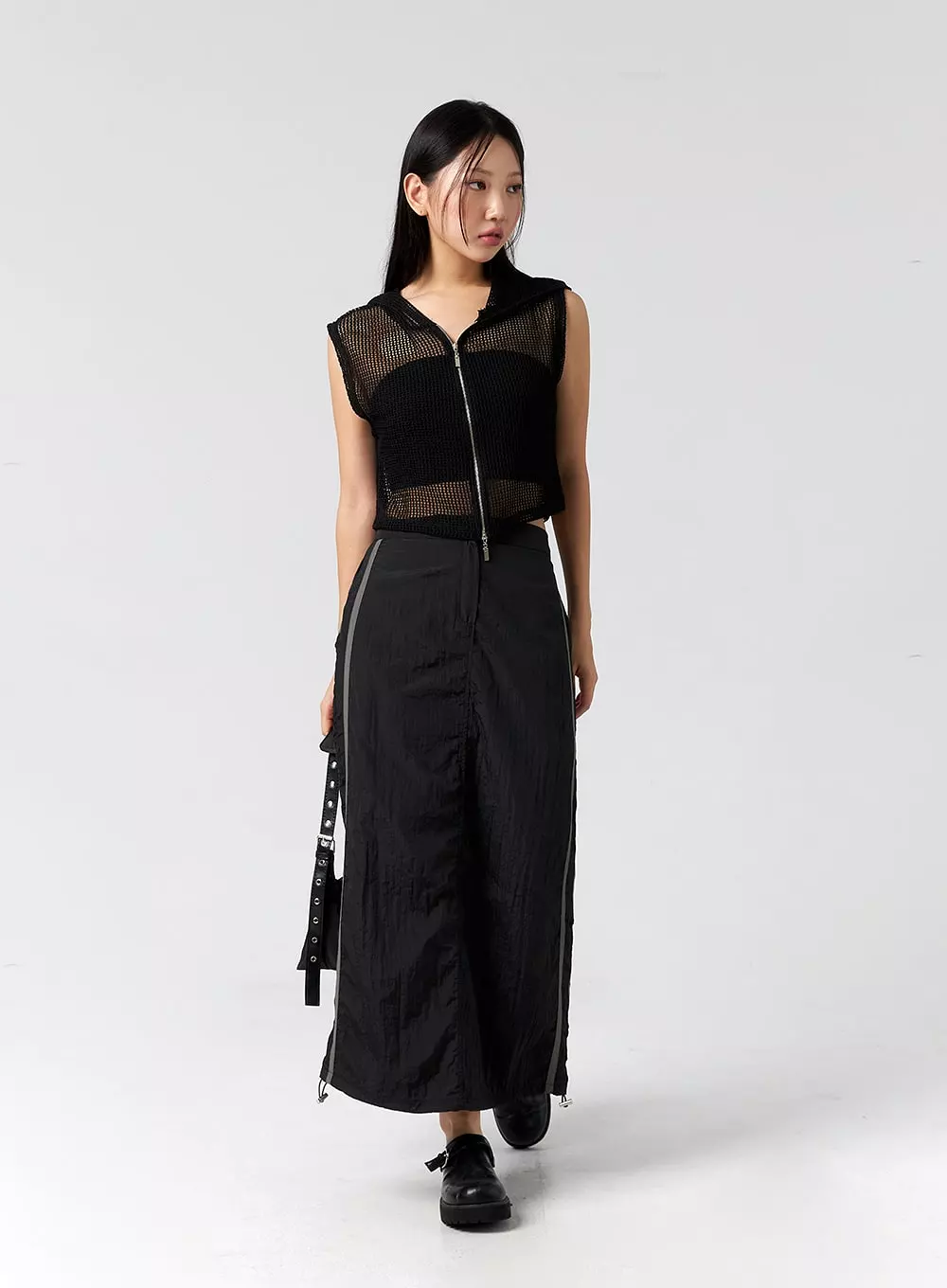 Nylon Banded Maxi Skirt CG310