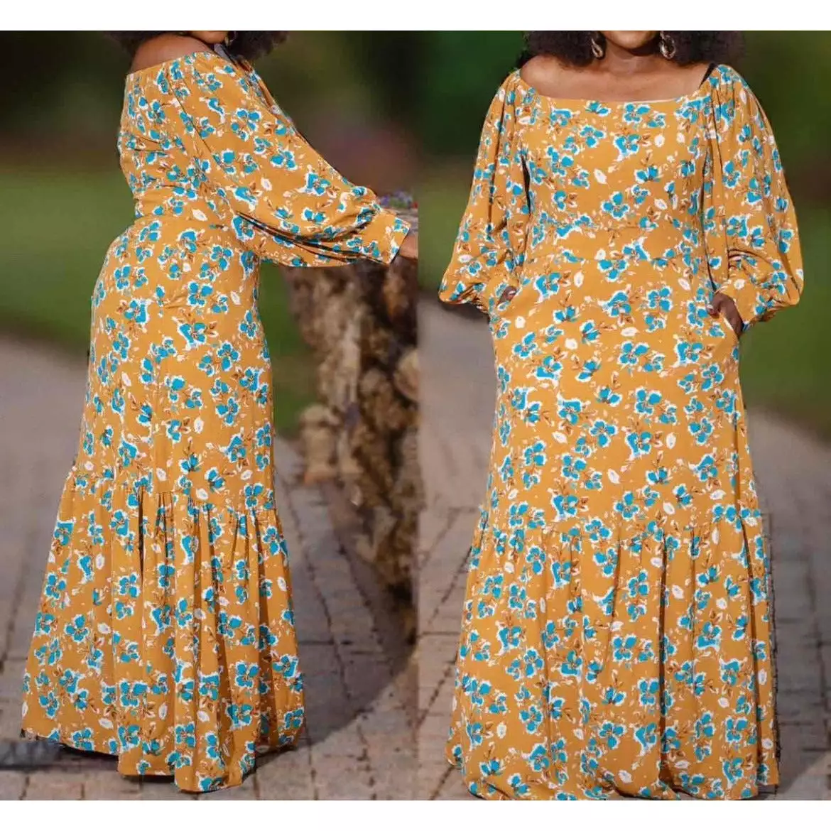 Off Shoulder Floral Maxi Dress