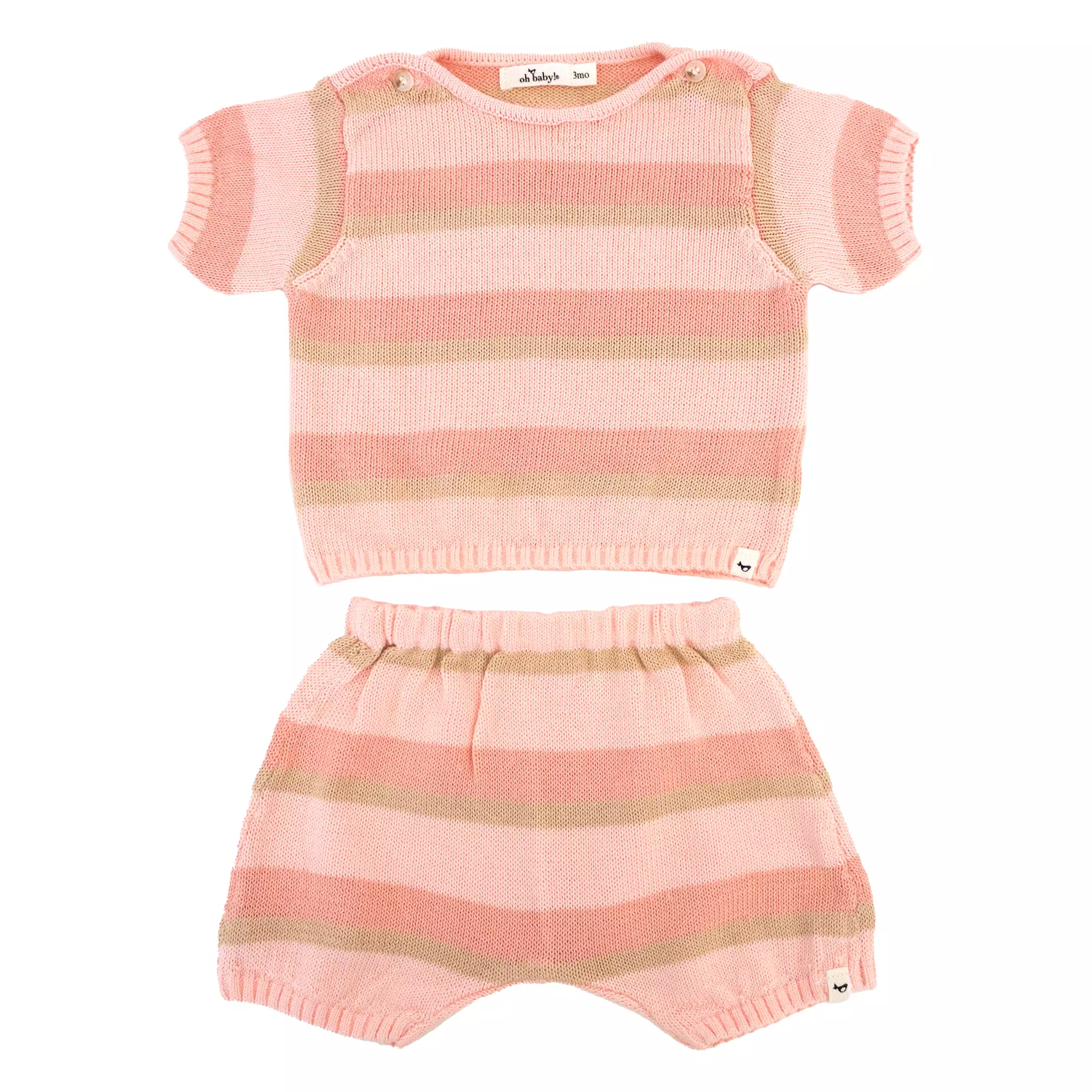 oh baby! Country Club Knitted Short Set - Apricot Stripe