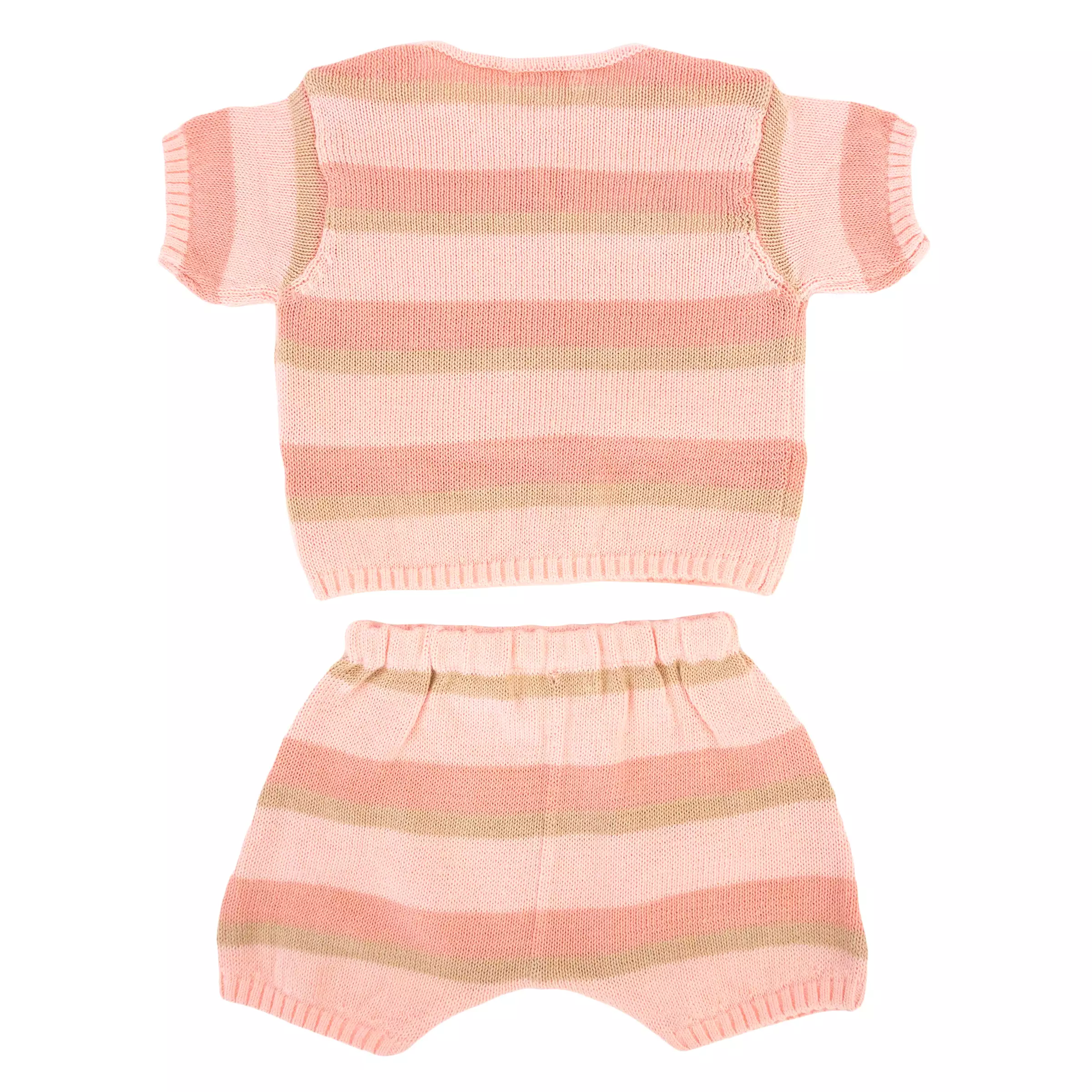 oh baby! Country Club Knitted Short Set - Apricot Stripe